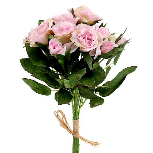 Floristik24 Buquê de flores artificiais rosa rosa L26 cm 3 unidades