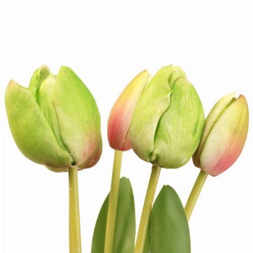 Itens Flores artificiais verde tulipa, flor de primavera 48 cm pacote de 5