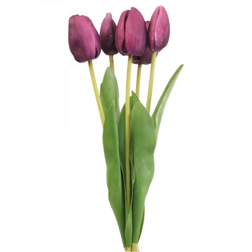 Floristik24 Flores artificiais tulipa roxa, flor de primavera 48 cm pacote de 5