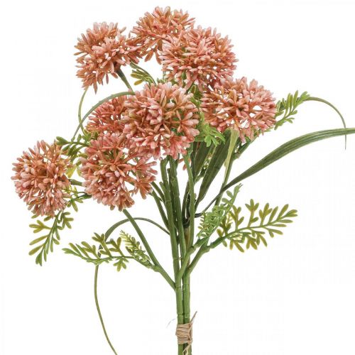 Floristik24 Flores artificiais decoração allium rosa cebolas ornamentais 34cm 3 unidades em cacho