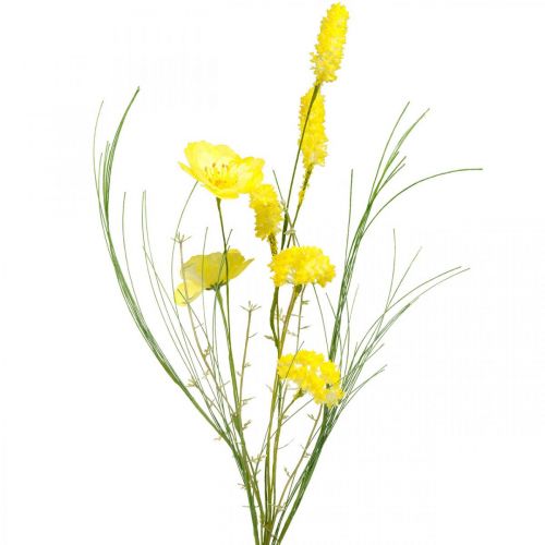 Floristik24 Bouquet de flores artificiais amarelas, papoilas e ranúnculos em molho, flores de seda, decoração primaveril L45cm