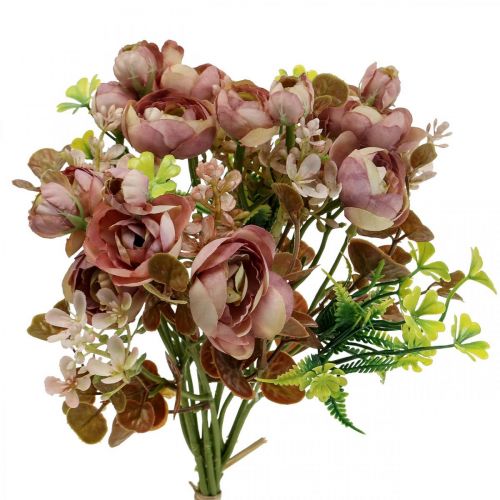 Floristik24 Flores artificiais buquê deco ranunculus rosa artificial 32cm