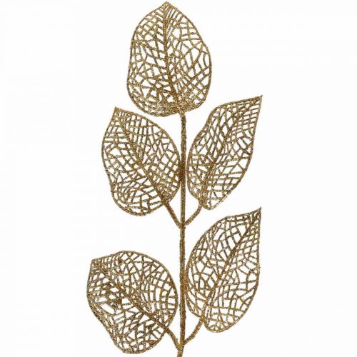 Itens Plantas artificiais, decoração de galhos, glitter dourado folha deco L36cm 10p