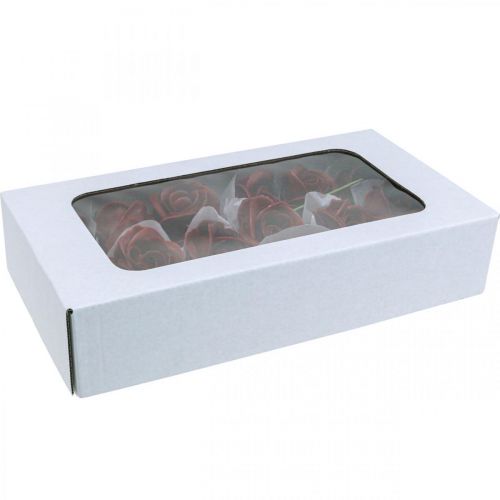 Rosas artificiais Rosas de cera Bordeaux cera de rosas decorativas Ø6cm 18 un | Floristik24.pt
