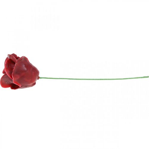 Floristik24 Rosas artificiais Rosas de cera Bordeaux cera de rosas decorativas Ø6cm 18 un