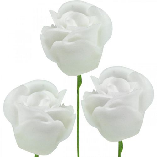 Floristik24 Rosas artificiais cera creme rosas rosas deco cera rosas Ø6cm 18 peças