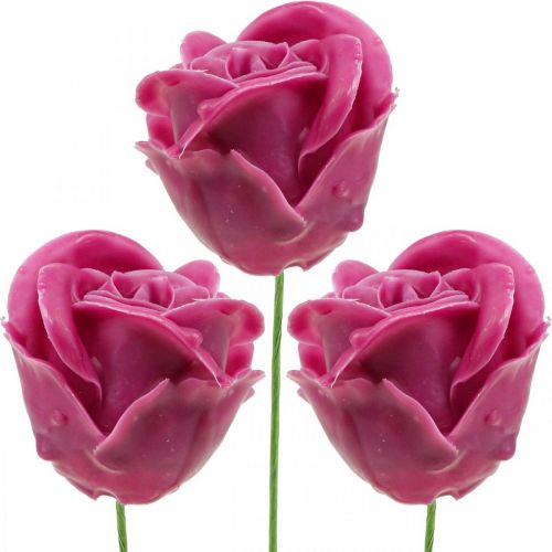 Floristik24 Rosas artificiais cera fúcsia rosas deco cera rosas Ø6cm 18 peças