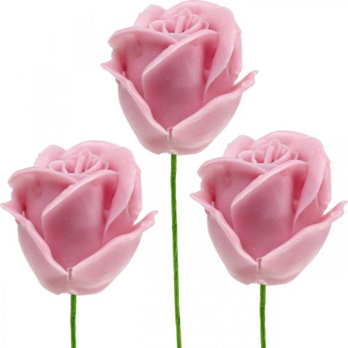 Floristik24 Rosas artificiais cera rosa rosas rosas decorativas cera Ø6cm 18p