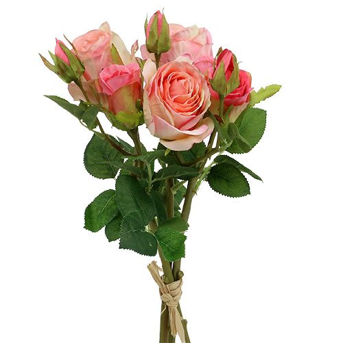 Floristik24 Buquê de rosas artificiais rosa 40cm