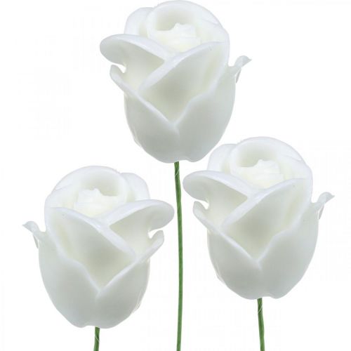 Floristik24.pt Rosas artificiais rosas de cera branca rosas deco cera Ø6cm  18 peças - compre barato online
