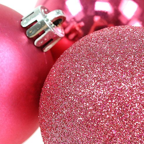 Itens Bolas de Natal de plástico rosa Ø6cm 10 unidades