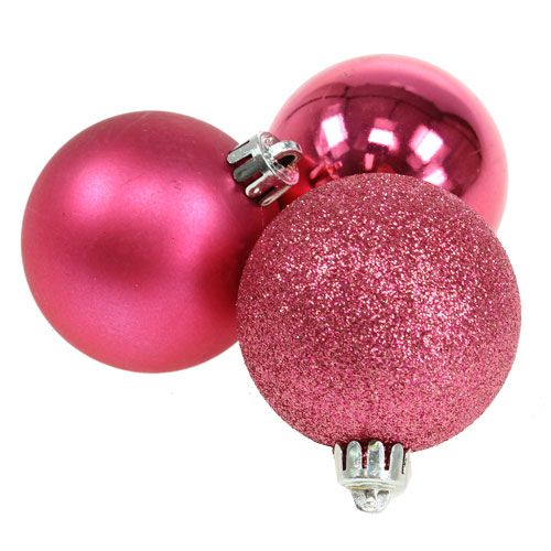 Floristik24 Bola de Natal de plástico rosa Ø5cm 9 unidades