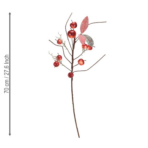 Ramo de maçã artificial vermelho para decoração de outono, ramo de natal, 70 cm