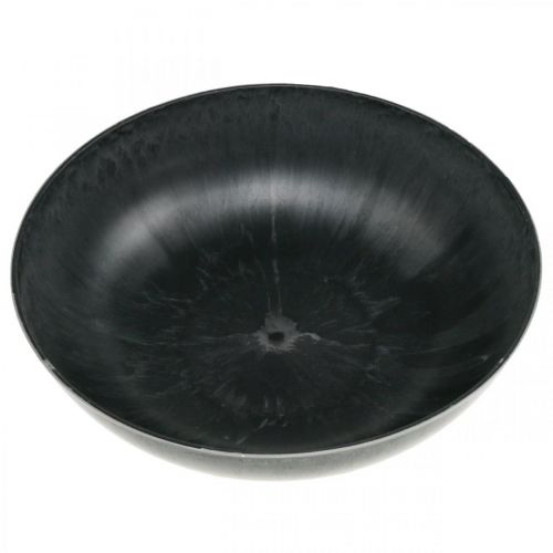 Floristik24 Tigela de flores redonda, floreira, tigela de plástico preto, cinza manchado H8.5cm Ø30cm