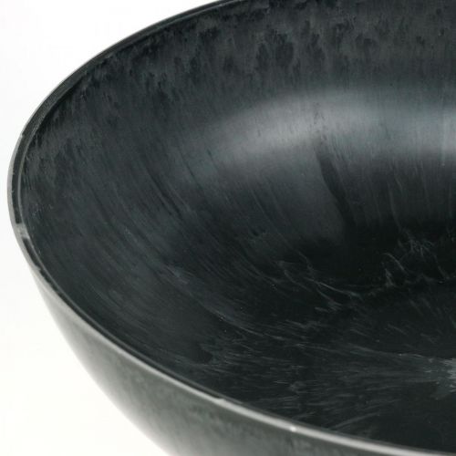 Floristik24 Tigela de flores redonda, floreira, tigela de plástico preto, cinza manchado H8.5cm Ø30cm