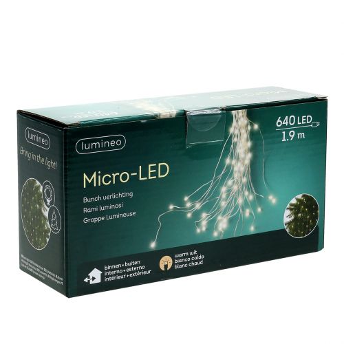 Itens Pacote de luz LED para interior e exterior 640 1,9 m prateado/branco quente
