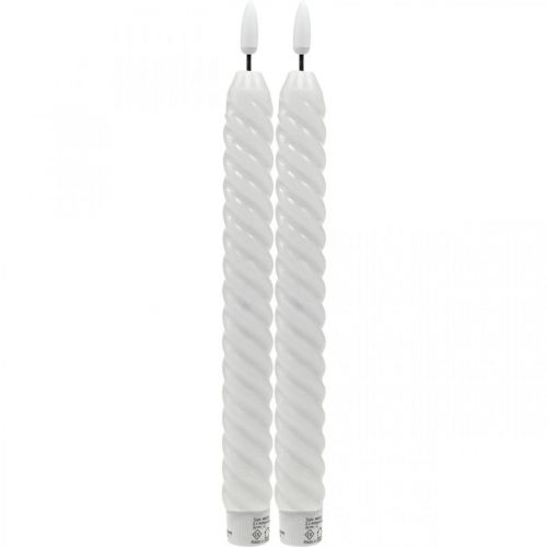 Floristik24 Velas LED com temporizador branco cera real para bateria 25 cm 2 peças