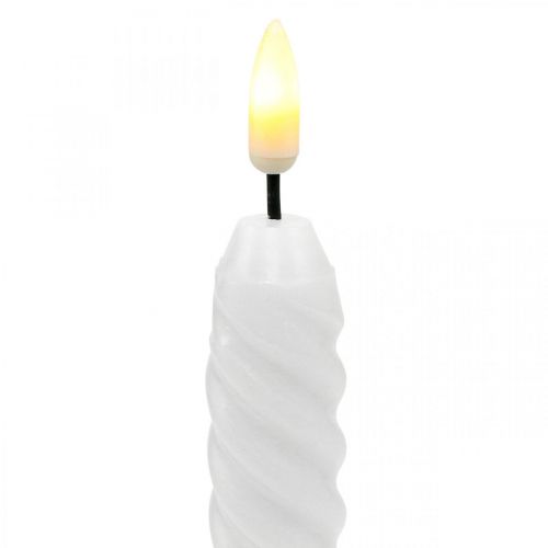 Floristik24 Velas LED com temporizador branco cera real para bateria 25 cm 2 peças
