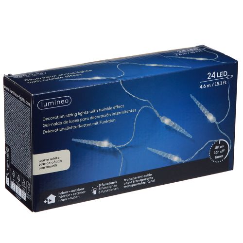Itens Guirlanda de LED com pingente de gelo, temporizador externo de inverno 24 LED 460 cm