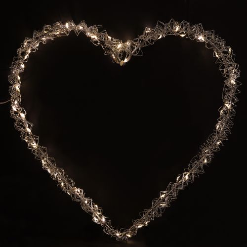 Luminária decorativa LED em formato de coração de metal para pendurar, branco quente, 30 cm