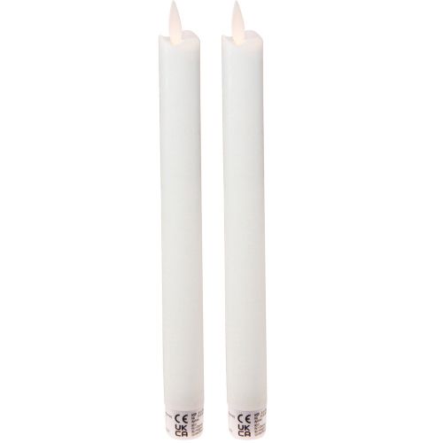 Itens Vela LED em bastão de cera branca para bateria 24cm 2 peças