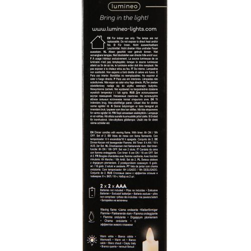 Itens Vela LED em bastão de cera branca para bateria 24cm 2 peças