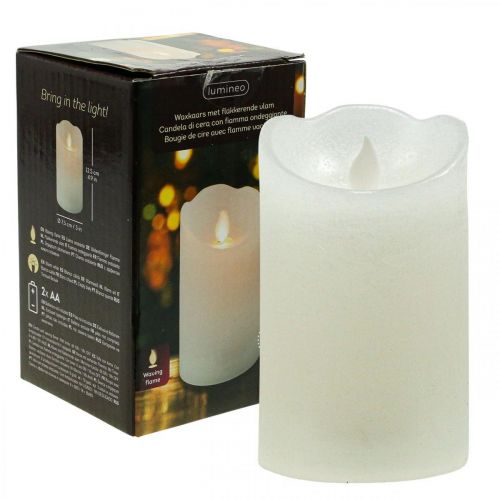 Floristik24 Vela LED vela pilar de cera branco quente Ø7.5cm Alt.12.5cm
