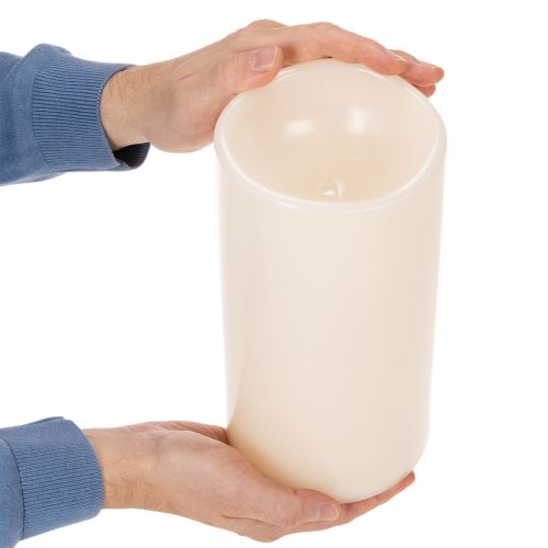 Vela LED grande para funcionamento a bateria com temporizador, branco quente, para uso externo, 25 cm | Floristik24.pt
