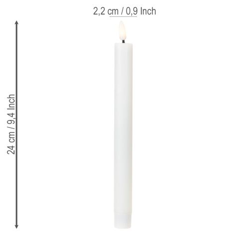 Floristik24 Velas LED velas cônicas brancas cera branca quente 24,5 cm 2 peças