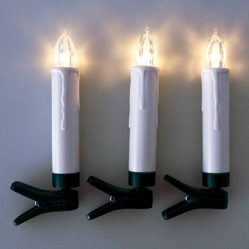 Floristik24 Velas de árvore LED 10cm branco quente com controle remoto 10pcs