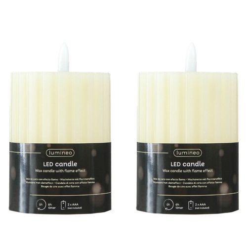 Itens Velas LED com temporizador velas com ranhura de cera 7,5/10cm creme 2 peças