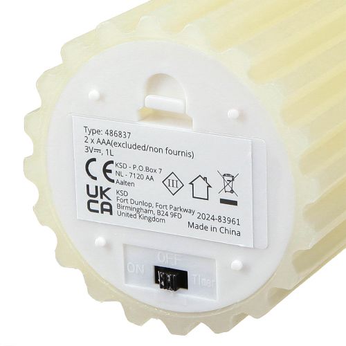 Floristik24 Velas LED com temporizador velas com ranhura de cera 7,5/10cm creme 2 peças