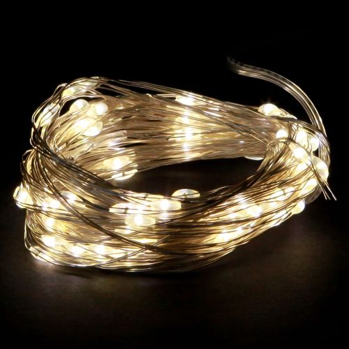 Corrente de luz LED 100 Micro LED branco quente temporizador 4 peças