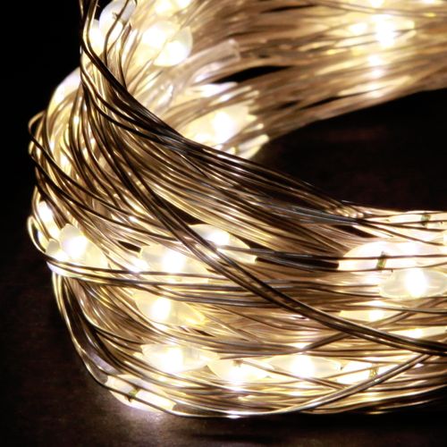 Itens Corrente de luz LED 100 Micro LED branco quente temporizador 4 peças