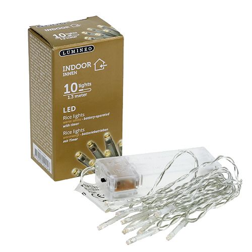 Floristik24 Luzes LED de fada 10er 1,3 m branco quente, operado por bateria
