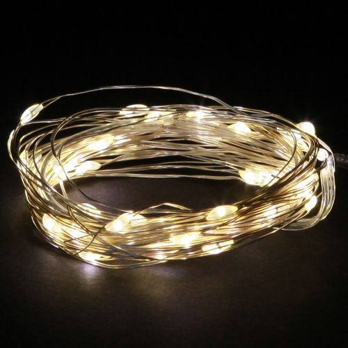 Luzes de fadas LED 40 micro-LEDs branco quente temporizador para bateria 6 peças