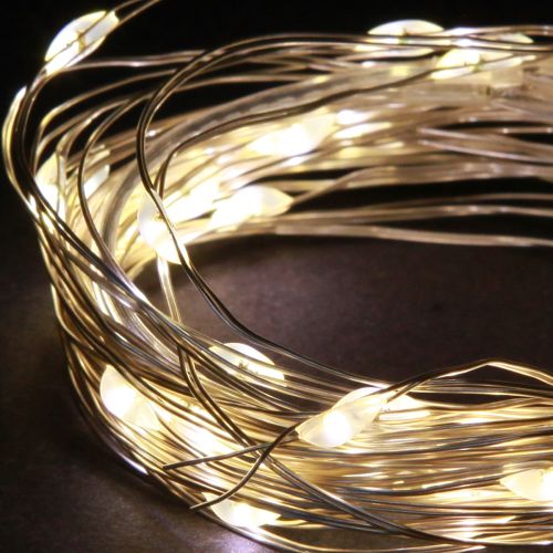 Itens Luzes de fadas LED 40 micro-LEDs branco quente temporizador para bateria 6 peças