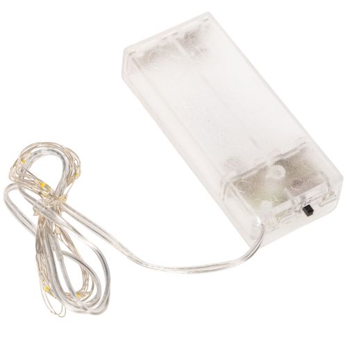 Cordão de luzes LED a bateria para uso interno, branco quente, 10 LEDs, 1 m de comprimento, 6 unidades. | Floristik24.pt