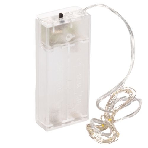 Cordão de luzes LED a bateria para uso interno, branco quente, 10 LEDs, 1 m de comprimento, 6 unidades. | Floristik24.pt
