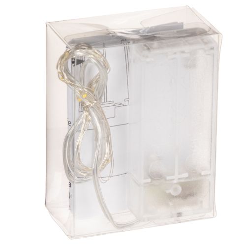 Cordão de luzes LED a bateria para uso interno, branco quente, 10 LEDs, 1 m de comprimento, 6 unidades. | Floristik24.pt