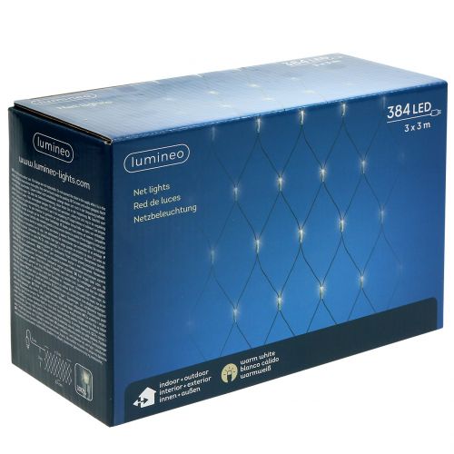 Rede de luz LED 384 branco quente 3m x 3m para uso externo | Floristik24.pt