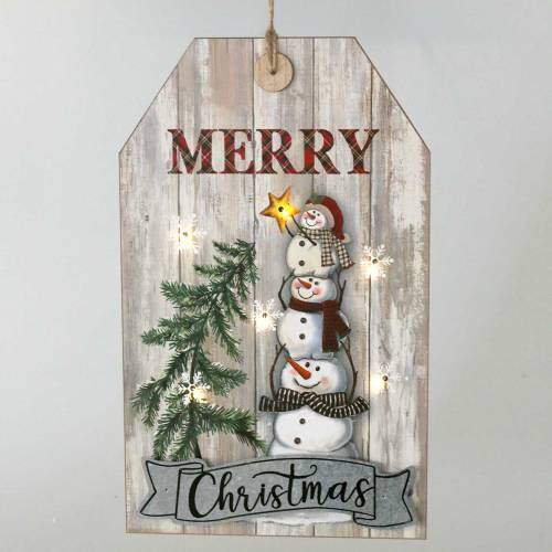 Itens Boneco de neve mural LED &quot;Feliz Natal&quot; 23 × 38,5 cm para bateria