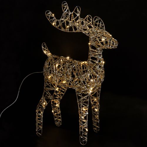 Floristik24 Decoração de Natal de metal com rena LED para ambientes internos, dourada, altura 40 cm
