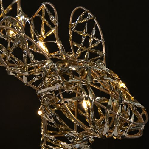 Itens Decoração de Natal de metal com rena LED para ambientes internos, dourada, altura 40 cm