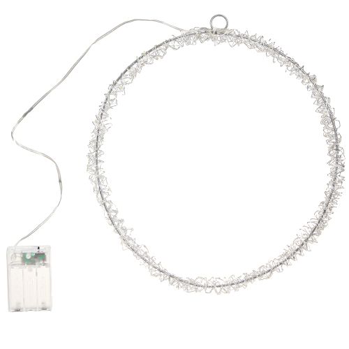 Floristik24 Anel de LED decorativo em metal para pendurar prata branco quente 30cm