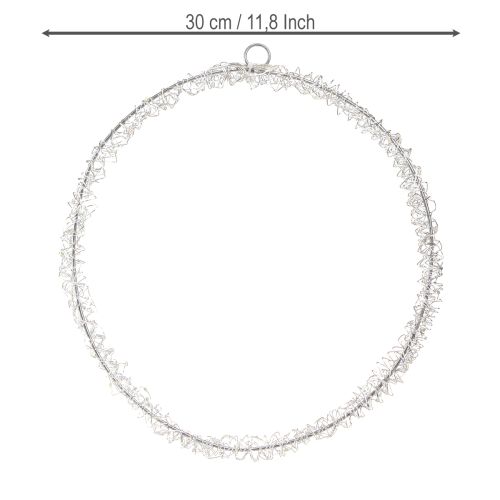 Itens Anel de LED decorativo em metal para pendurar prata branco quente 30cm