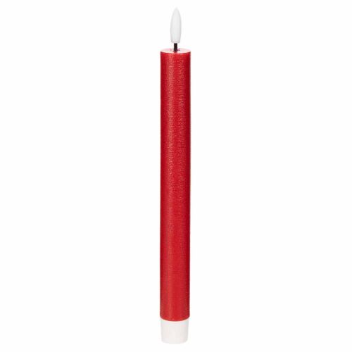 Vela cônica de LED, vermelha com luz branca quente, 24 cm, 2 peças