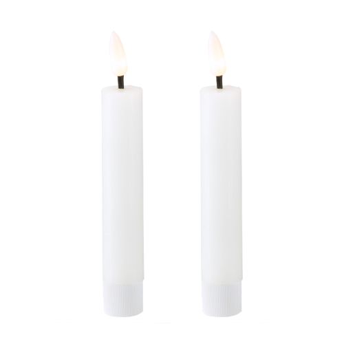 Floristik24 Vela LED em bastão, vela de cera branca, LED branco quente, 14,5 cm, 2 peças