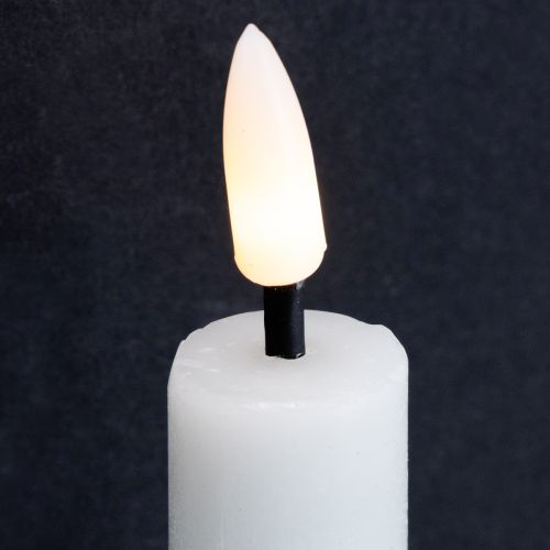 Itens Vela LED em bastão, vela de cera branca, LED branco quente, 14,5 cm, 2 peças