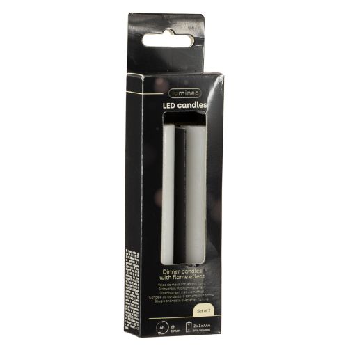 Itens Vela LED em bastão, vela de cera branca, LED branco quente, 14,5 cm, 2 peças